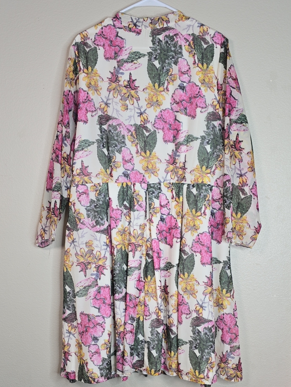 Liza Luxe Floral Button-Front Pink & Yellow Women's Midi Dress Size 3X - Picture 8 of 8